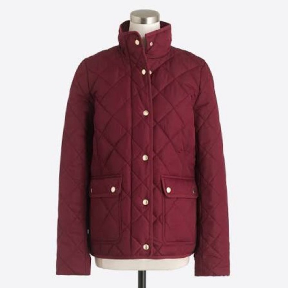 J. Crew Factory Women's Burgundy Quilted Puffer Jacket